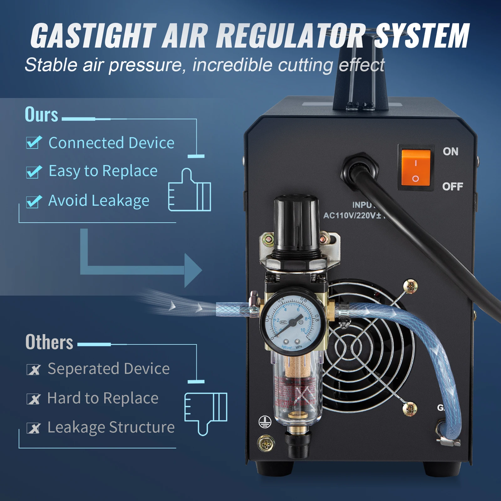 VEVOR Plasma Cutter 50Amp Air Cutting Machine with Plasma Torch Dual Voltage Inverter Metal Cutting Equipment for Aluminum Steel