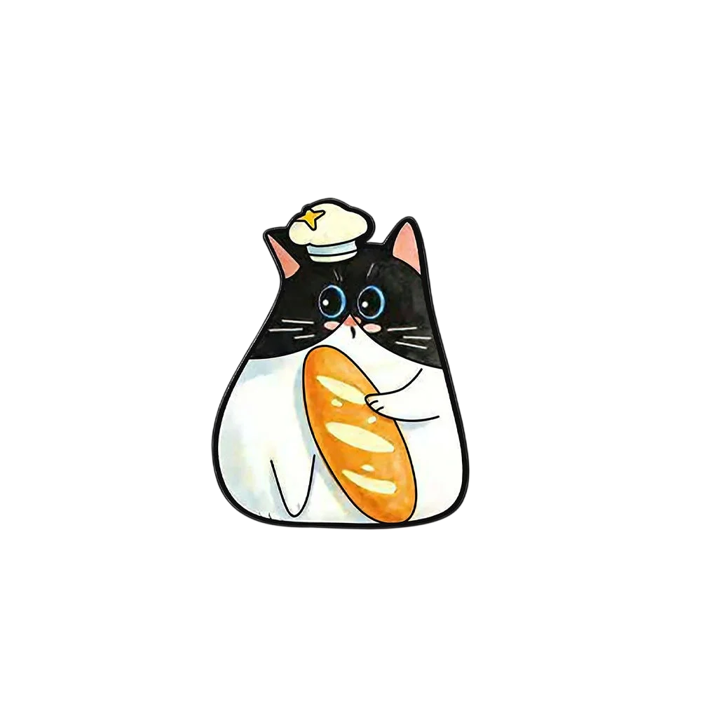 Niedliches Emaille-Broschen-Set mit Lebensmitteln & Katzen, Kawaii Kochkatzen-Sushi-Brot-Anstecknadeln, Lustige Cartoon-Abzeichen für Jacken & Rucksäcke – Detail 4