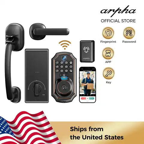ARPHA Smart Lock D289H Smart WiFi Keyless Door Lock with Camera 5 in 1 Camera Fingerprint Entry App-Controlled Auto-Lock System