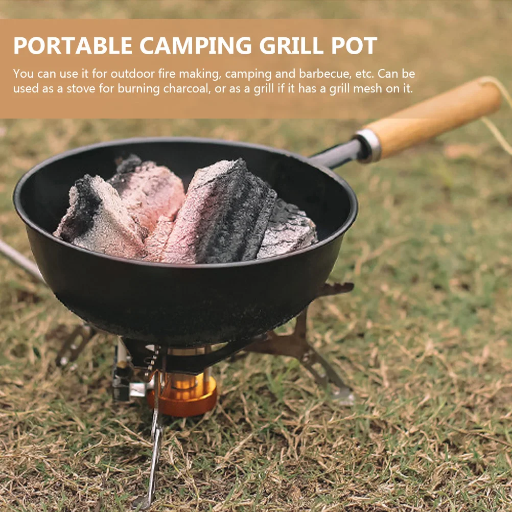 

2 Pcs Charcoal Burning Pot Iron Wood Outdoor Fire Stove Tools Burners Cooking Portable Camping Grill Basins Equipment