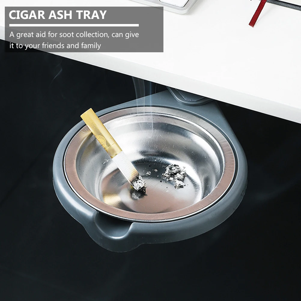 

2pcs Stainless Steel Hidden Ashtray Under Desk Smoke Tray For Cigarette Cigar Abs Smoking Holder Rotary Table Soot Collector For
