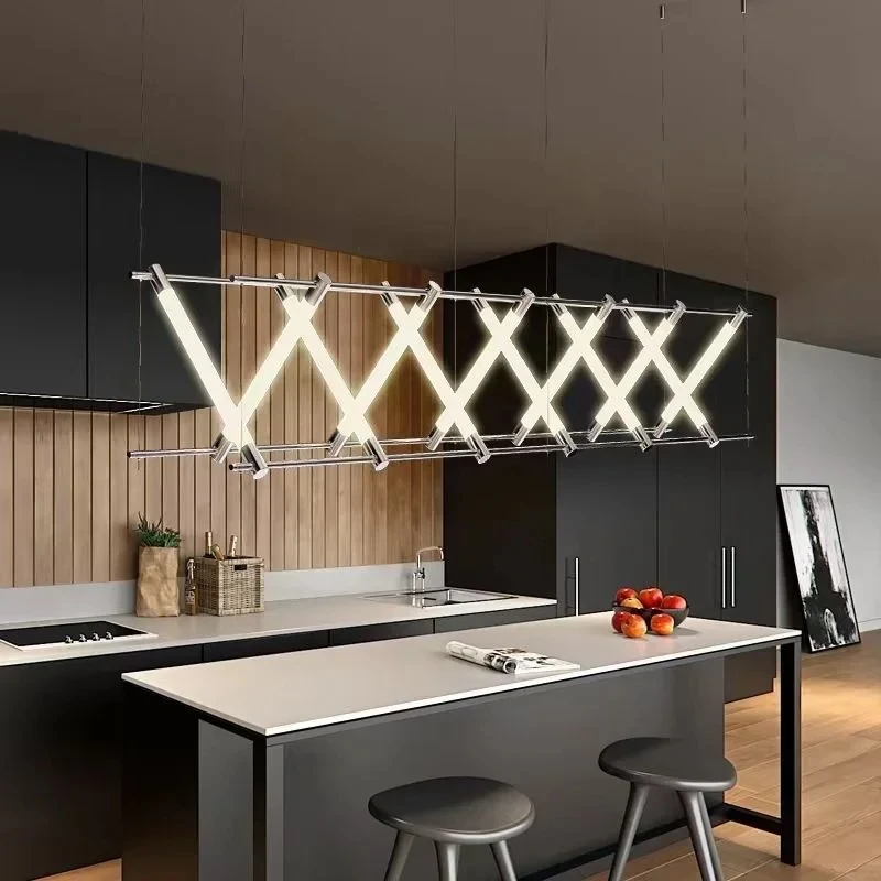 

Acrylic tube LED dining room chandelier, long chandelier kitchen lighting for living room chandelier lustres para sala de jantar