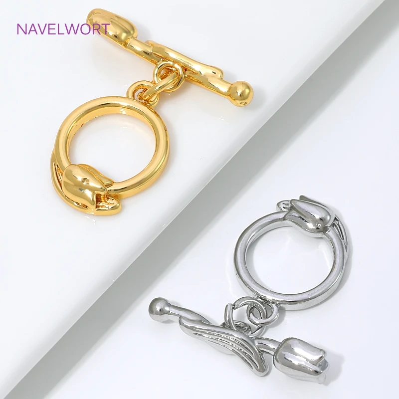 2/4/6 Stück 18K vergoldeter unregelmäßiger Knebelverschluss-Verbinder, Messing-OT-Verschluss für die Schmuckherstellung, DIY-Armbandherstellungsmaterial – Detail 30