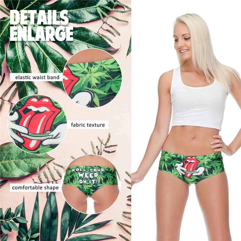 3D Panties Underwear Lovely Roll Your Weed Funny Print Kawaii Women Push Up Briefs Lingerie Thong For Female