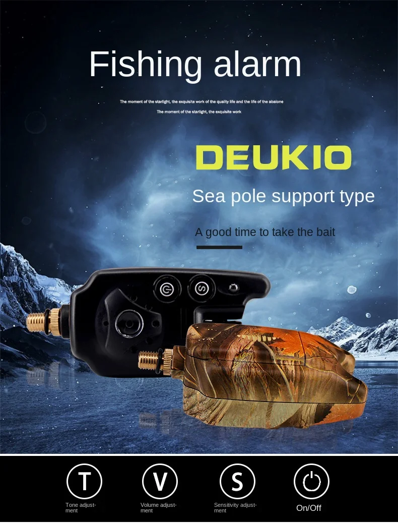 DEUKIO Fischbiss-Alarm mit 2 LED-Leuchten, Einstellbarer Lautstärke, Tonempfindlichkeit, Akustischem Signal, Fischbiss-Indikator für Nachtangeln – Detail 2