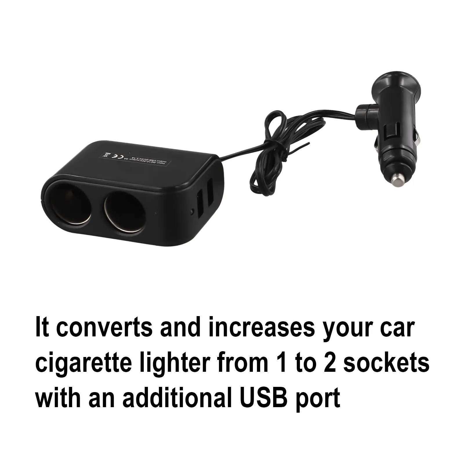 USB Vehicle Power Supply (12V) with Two Ports Conveniently Charge Multiple Devices Simultaneously While Driving