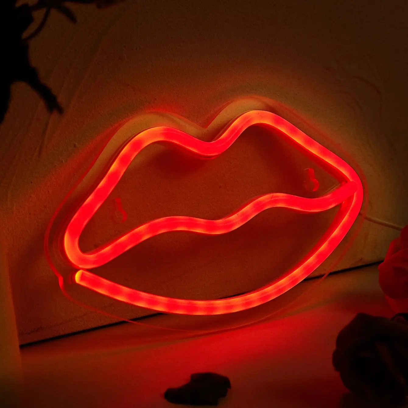 Chi-buy LED Neon red lips USB Powered Neon Signs Decor Lamp Signs Birthday Gift Wall Art For Bedroom Room Bar Shop