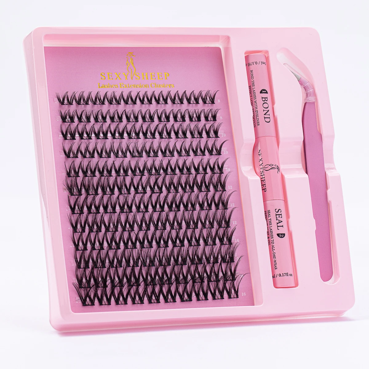 DIYまつげクラスターミックストレイフェイクミンクまつげ個別まつげエクステ自宅でボンドとシールまつげピンセット付きDIY