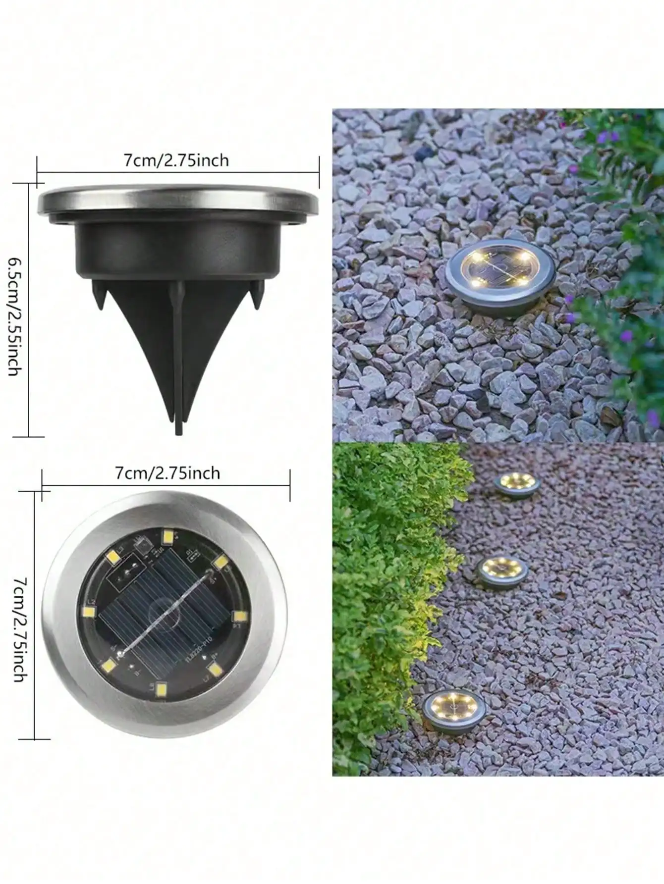 4Pcs Solar Waterproof Ground Plug Lights: 8-LED Disc Lights for Garden/Patio/Lawn/Path/Courtyard