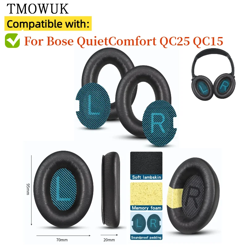 

For Bose QuietComfort QC25 QC15Headphones Lambskin Replacement Ear Covers for Ae2/Ae2i/Ae2W Leather EarPads Cushions