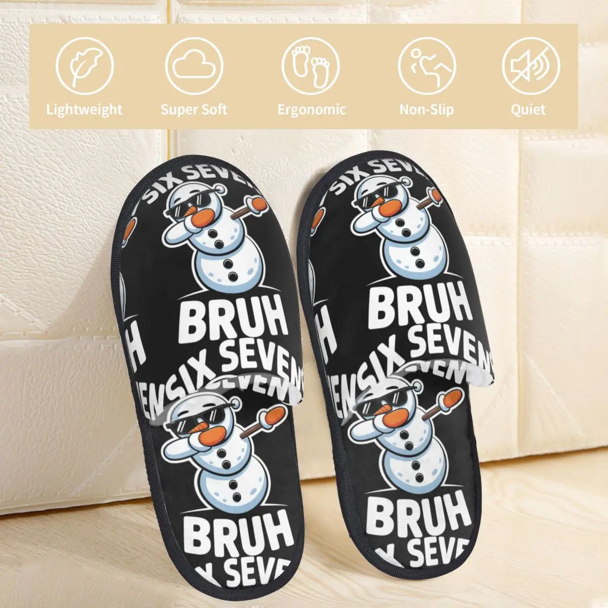 Bruh 67 Snowman Six Seven Meme Christmas Slippers Non-skid Cozy Memory Foam Slippers Indoor