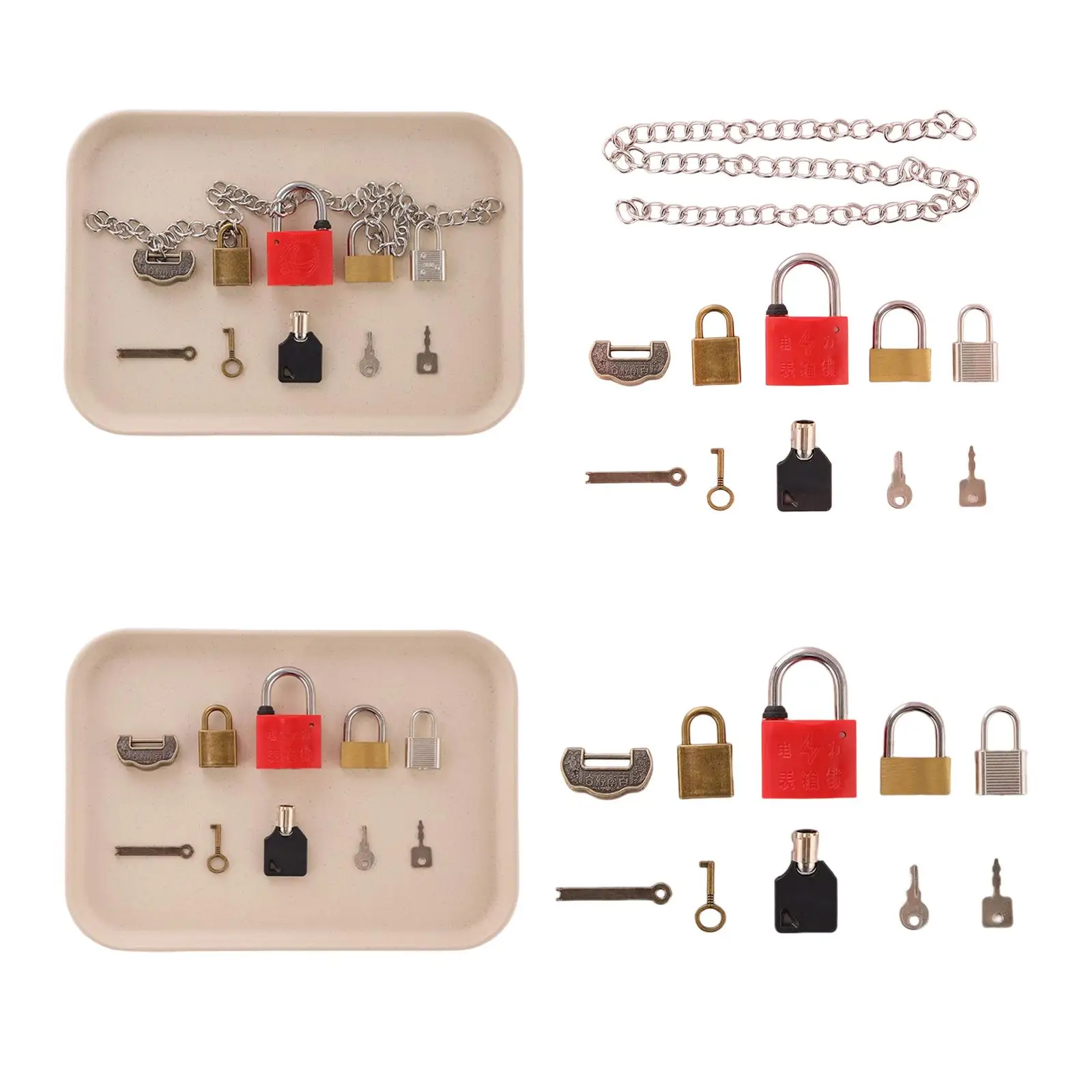 Kids Montessori Lock Learning Toy Set Wooden Base with 5 Metal Locks for Preschool Classroom STEM Activity