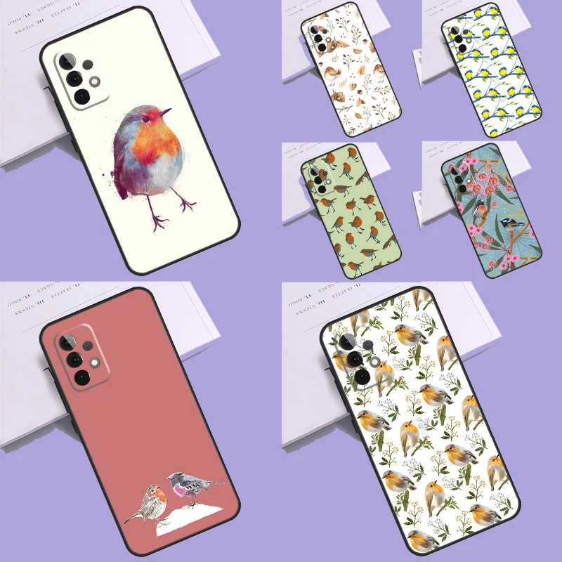 Robins Bird Case For Samsung Galaxy A34 A54 A14 A24 A52 A32 A22 A12 A51 A71 A21S A13 A23 A33 A53 Cover