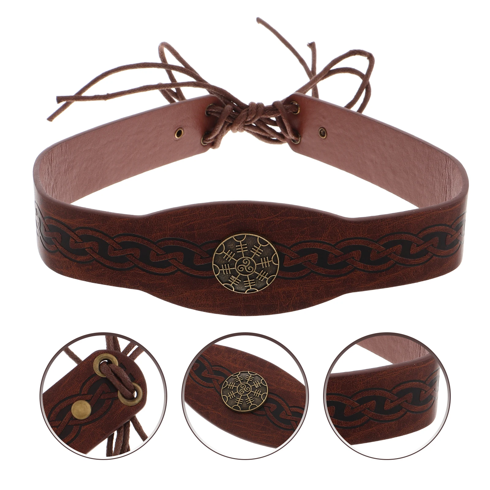 

Retro Viking Headband Medieval Hair Accessories for Women Cosplay Headdress Party Headpiece Pu Headpieces Costume Accessory Man