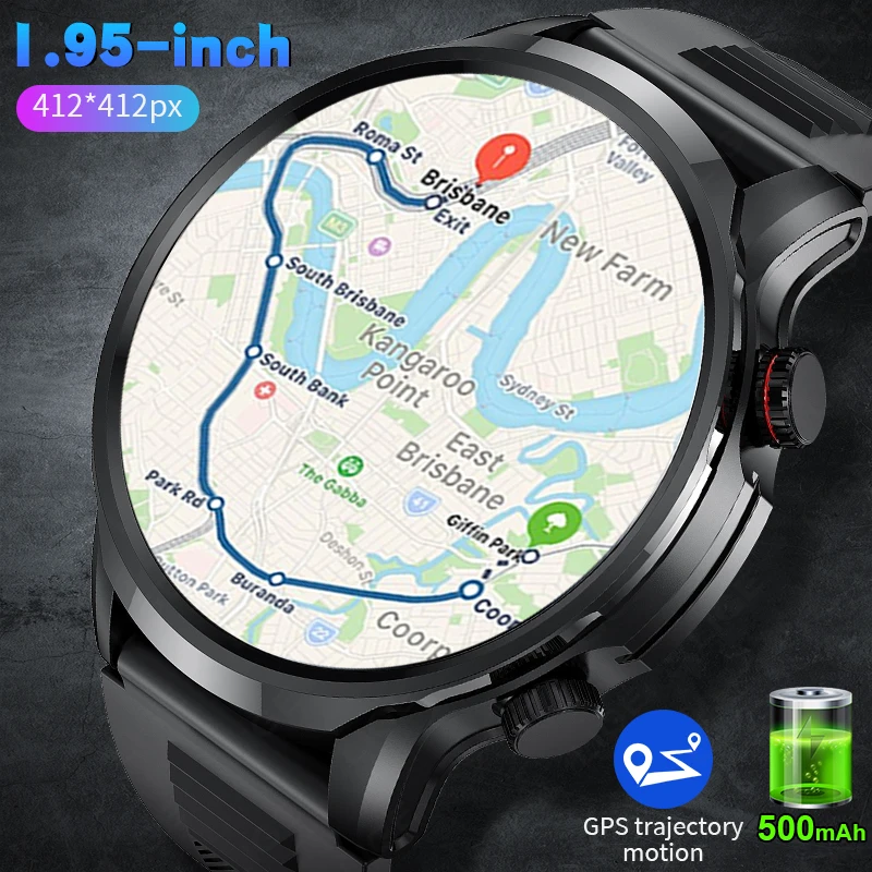 

LIGE GPS Men's Calling Smart Watch 1.95'' HD Screen Sports Fitness Watch Heart Rate Health Monitoring Smartwatch for Android iOS