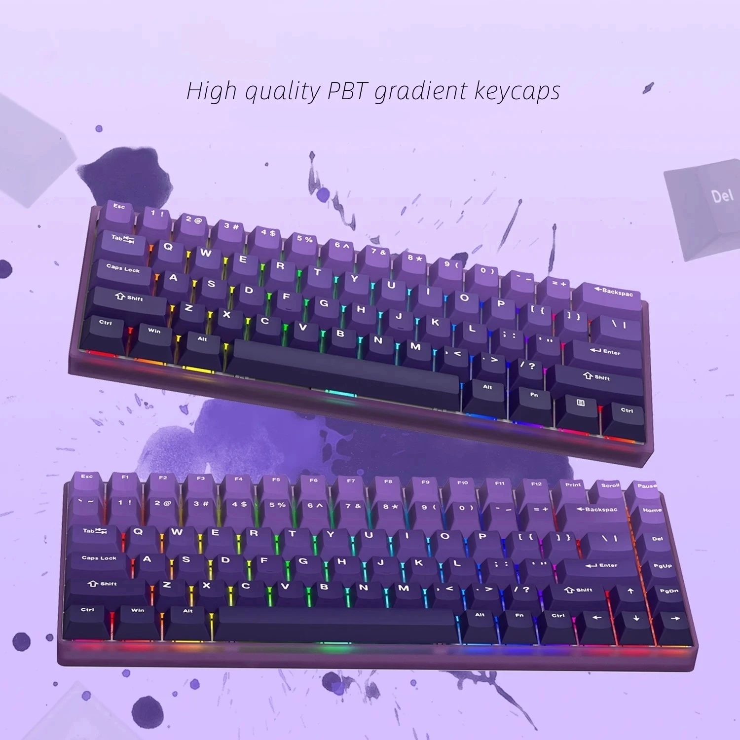 PBT Double Shot Gradiente Key Caps, cereja Perfil Keycap, roxo, verde, marrom, 132 chaves Set