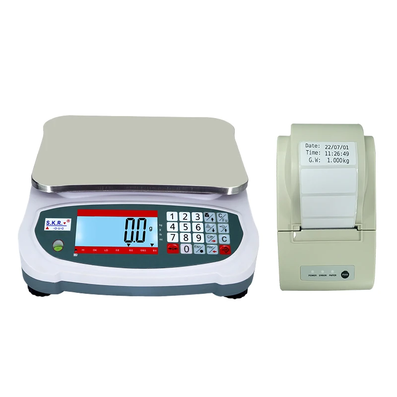 V6DL Rs232 Sticker Printing Scale 15 Kg Modbus Thermal Printer Scale Desktop Weighing Scale