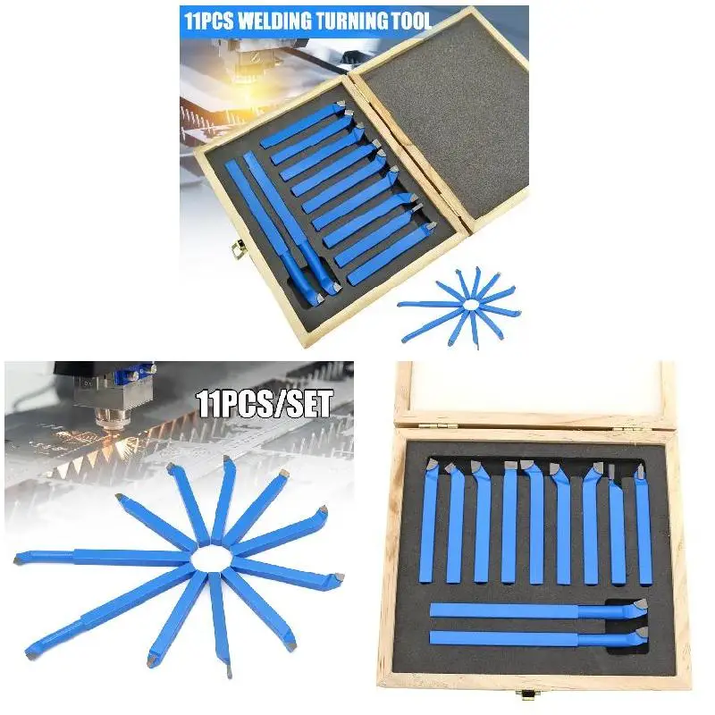 11 pz/set Set di frese per utensili con punta in metallo duro Set di frese per tornio in metallo blu per tornio CNC utensile per tornitura punta per alesatura
