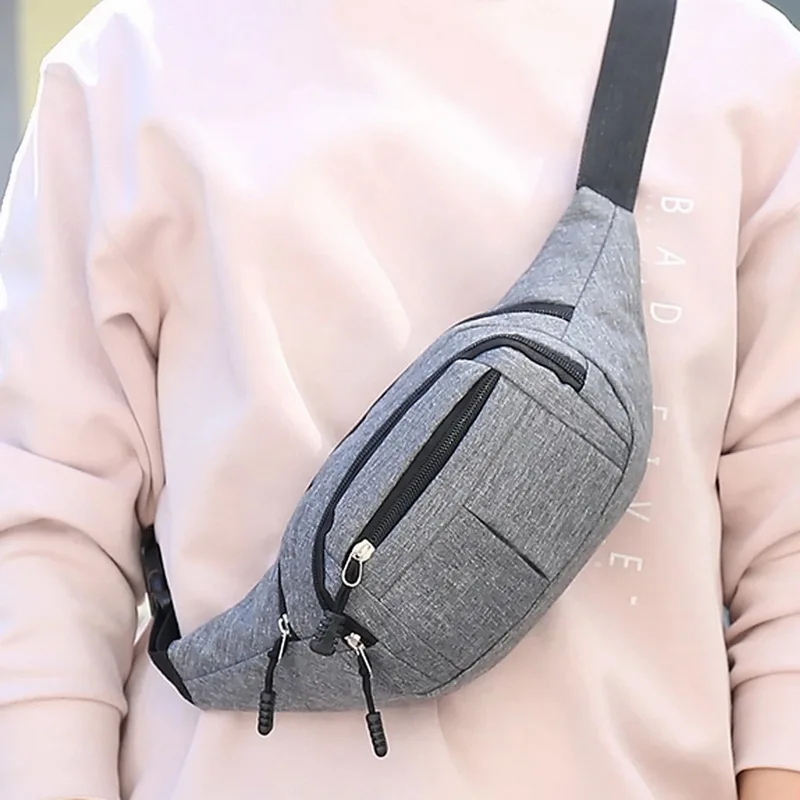 Riñonera informal para hombre y mujer, bolsa grande de lona para teléfono, viaje al aire libre