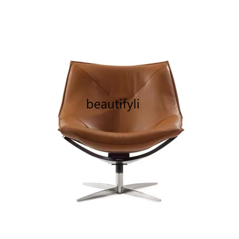 

CXH Leather Rotating Leisure Chair Lazy Living Room Computer Chair Creative Strange Shape Metal Chair