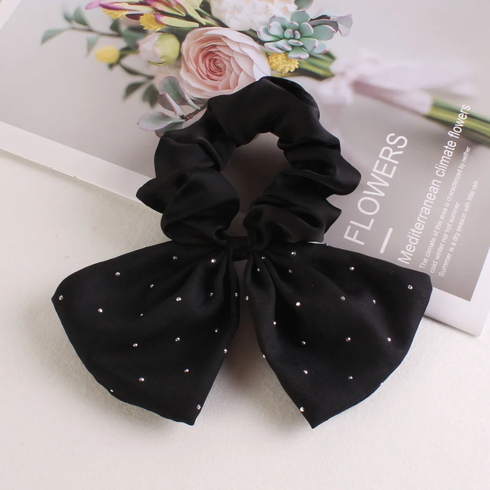 جديد الفرنسية رباط شعر طبقة مزدوجة الساتان الساخن الماس القوس غاسل رئيس زهرة المرأة القرص إكسسوارات الشعر بالجملة