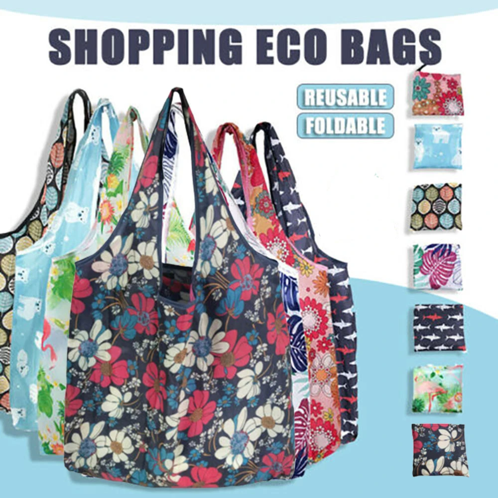 Foldable Shopping Bags Eco-Friendly Tote Pouch for Groceries Recyclable Grocery Large Capacity Washable Shopping Bag 40x60cm