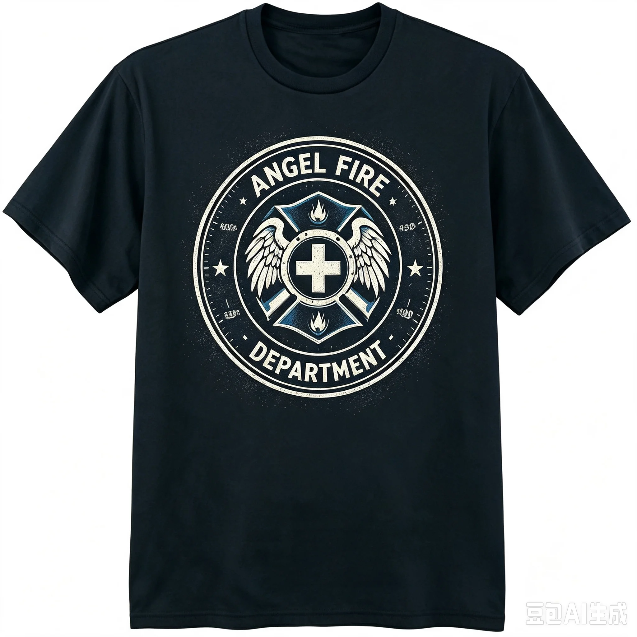Angel Fire Department Retro Emblem Graphic T‑Shirt Men Vintage Firefighter Casual Streetwear Tee