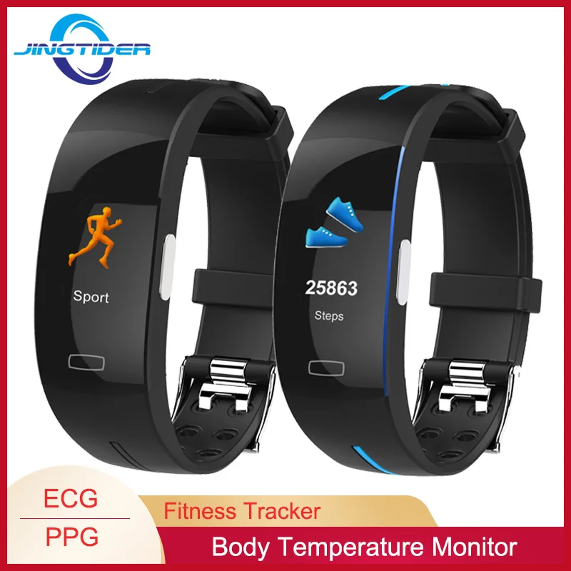 P3A ECG PPG Smart Bracelet Fitness Tracker Sport Wristband Heart Rate Blood Oxygen Pressure Monitor Body Temperature Smart Band