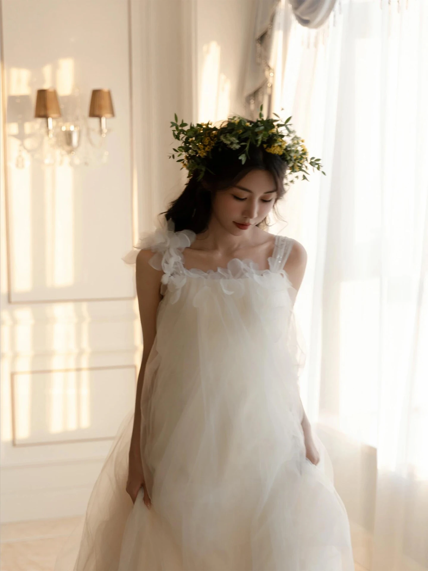 

Stunning Morning Robe Wedding Dr for Small Brides Vintage Light Silk Gown Forest System Beautiful Outing Ceremony Registra...