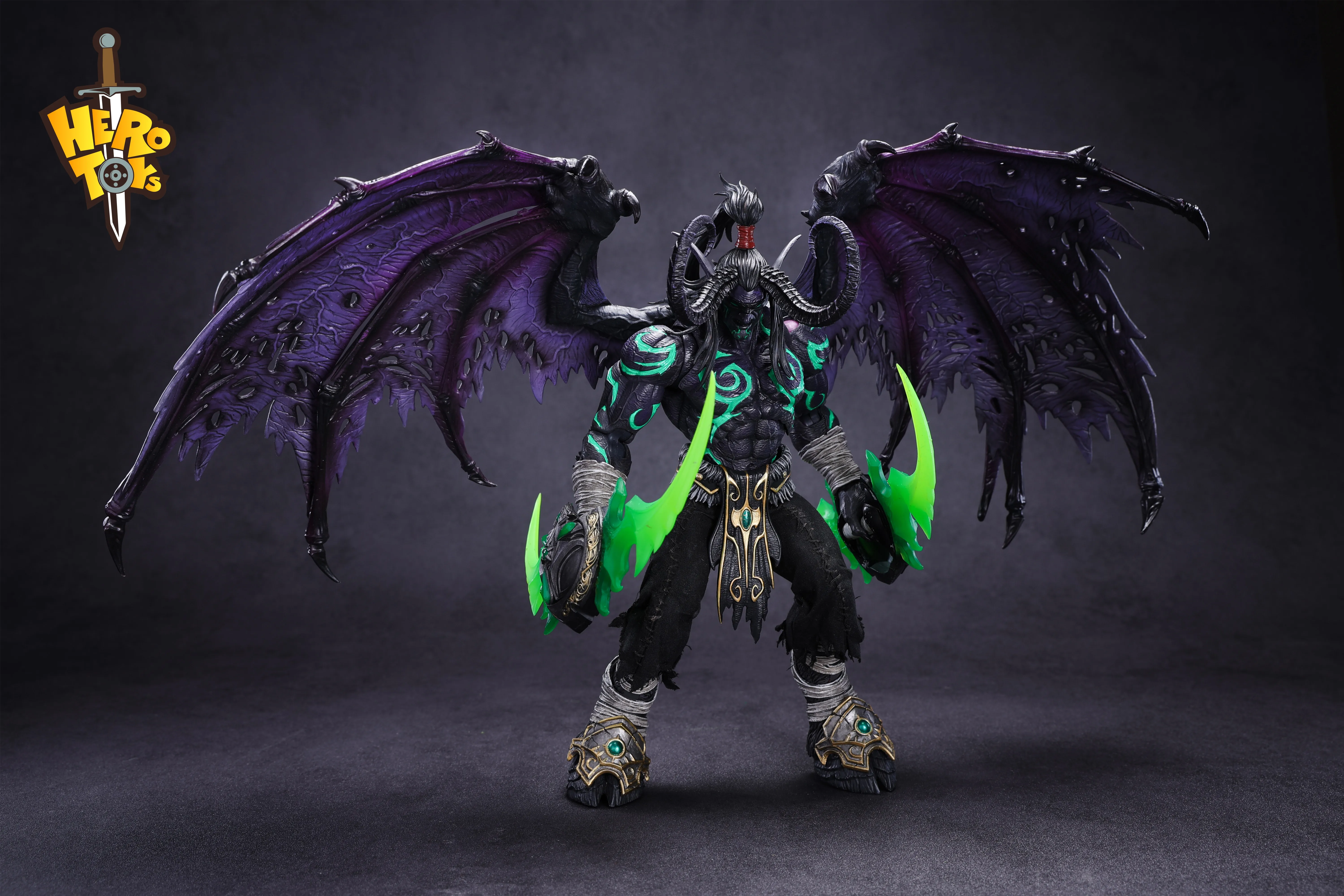 Herói brinquedos 1/10 escala soldado masculino demônio caçador preto illidan stormrage conjunto completo cerca de 24cm figura de ação brinquedos modelo colecionável