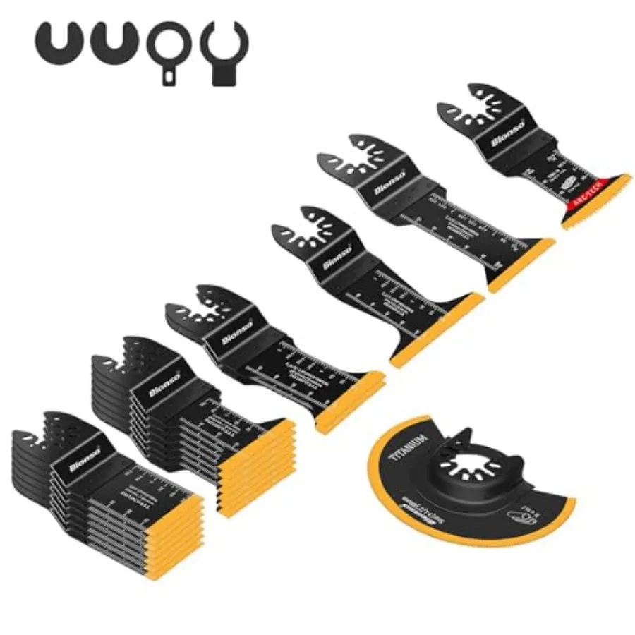 

22PCS Titanium Oscillating Tool Blade Cuts Metal and Wood Sharp and Durable Multitool Blades Multi Tool Blades Kits Oscillating