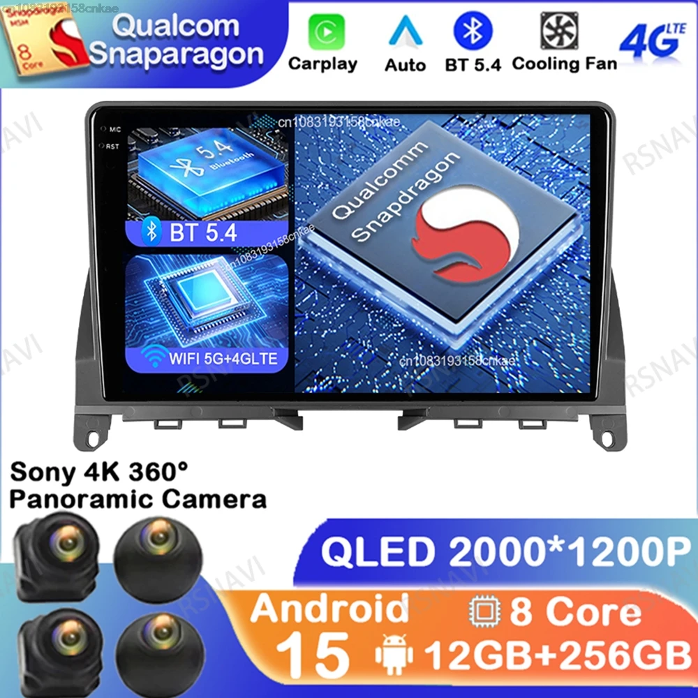 

Android 15 For Mercedes Benz C Class3 W204 S204 2006-2011 QLED Stereo 5G WIFI DVD DSP GPS Autoradio Qualcomm Head Unit 4G LTE BT