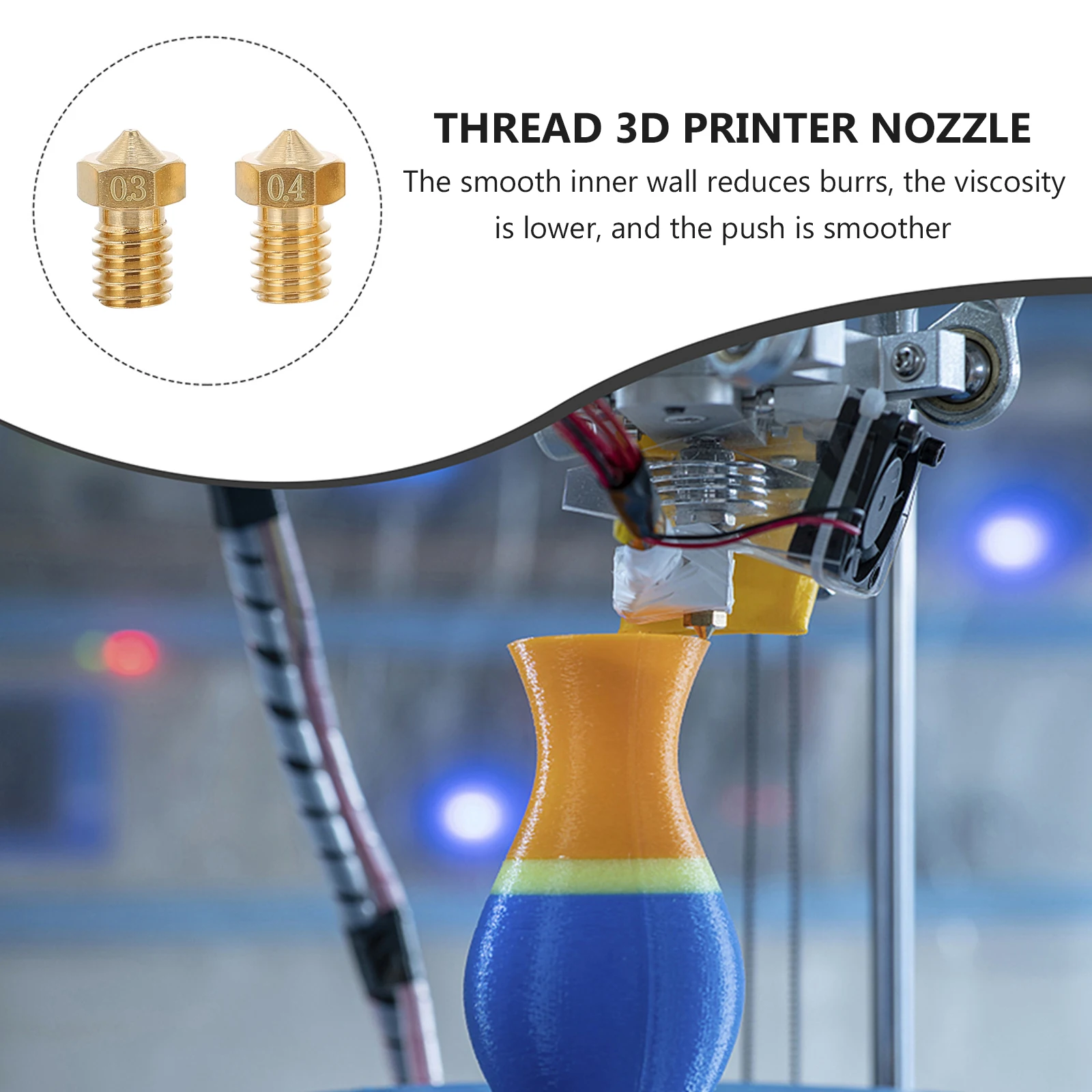 

30pcs 3D Printer Nozzle Thread Brass Head Golden Accessory High Quality Non Rust Smooth Wall Low Viscosity 3D Printing Parts