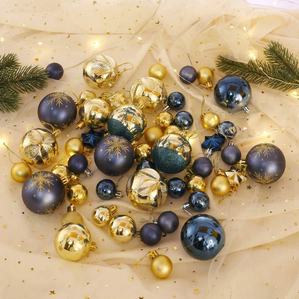 Christmas BallSet 44 Colorful Balls Christmas Tree Decoration Scene Roof Arrangement  Holiday Ornaments
