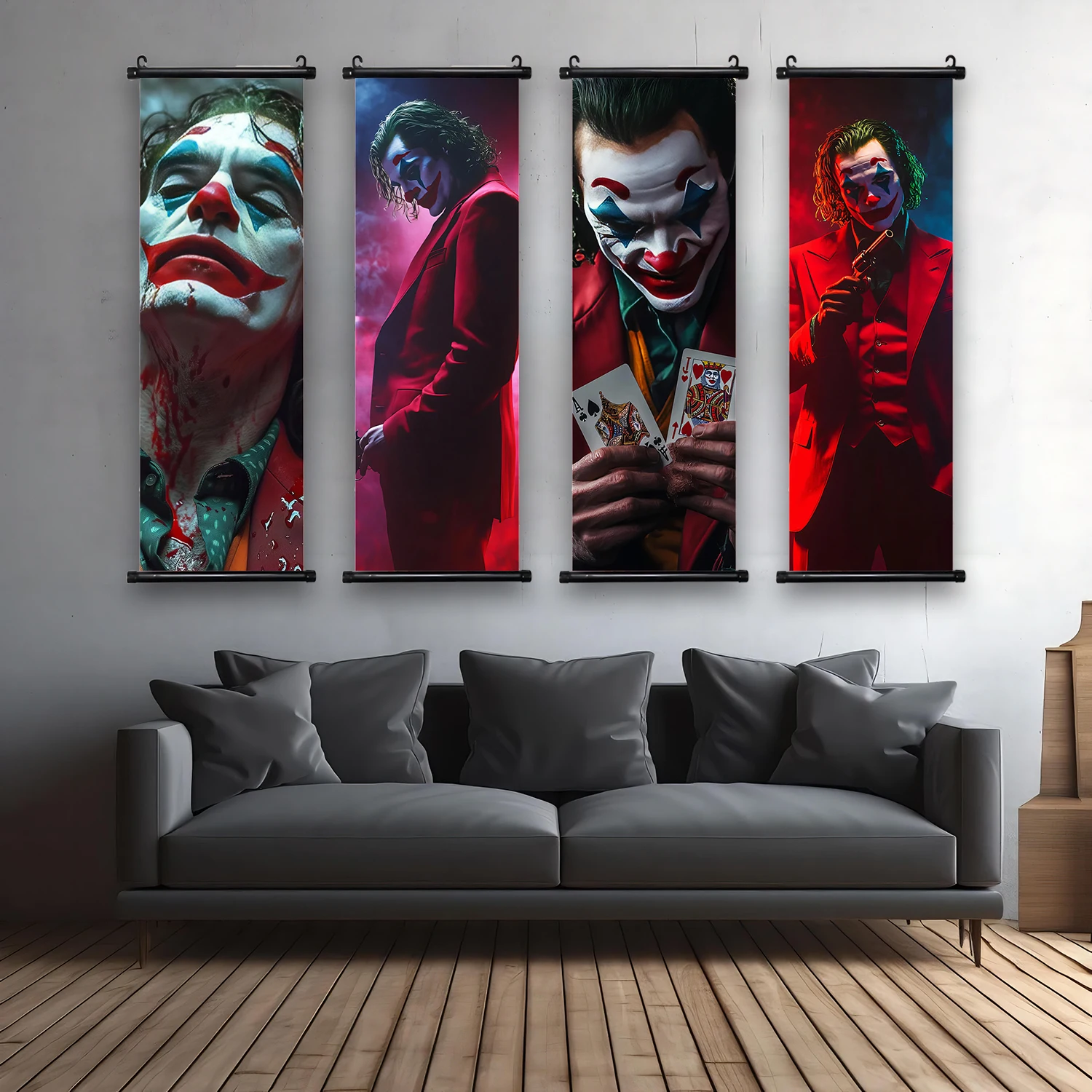 DC Joker Home Decor Hanging Scroll Poster Canvas Wall Modern Decorative Painting Artwork Wall Living Bedroom Wallpaper Kid Gift