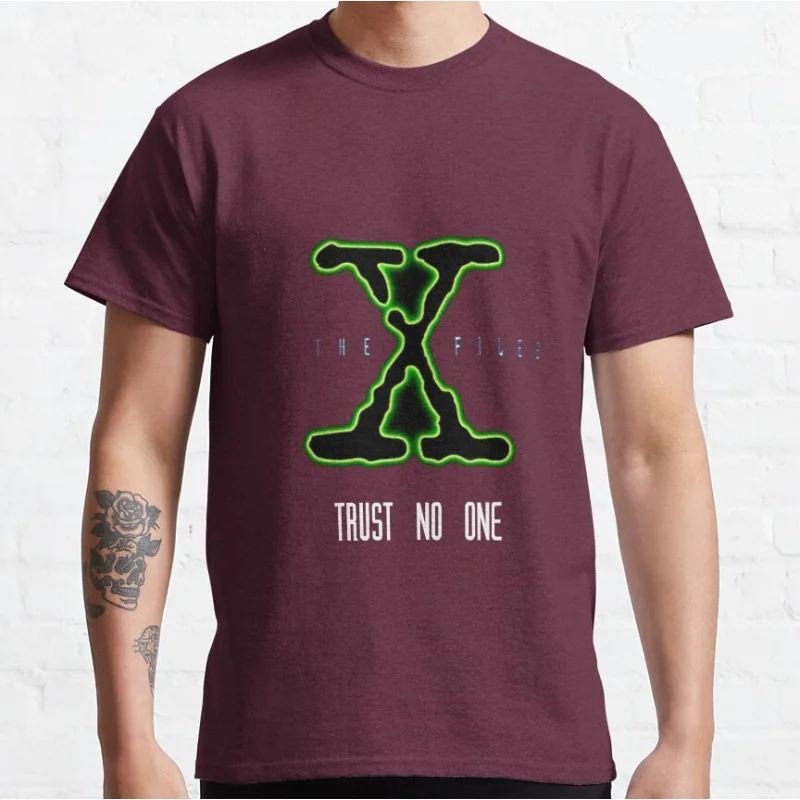80s خمر الغريبة الخيال العلمي المسلسلات التلفزيونية The X Files Trust No One توهج الجرافيك تي شيرت كبير الحجم الكبار S-6XL