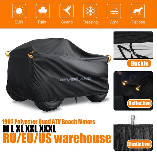 Cubierta Universal para Quad Bike ATV 190T, impermeable, para motocicleta, vehículo, Scooter, Kart, cubiertas para motocicleta M L XL XXL XXXL, negro y plateado