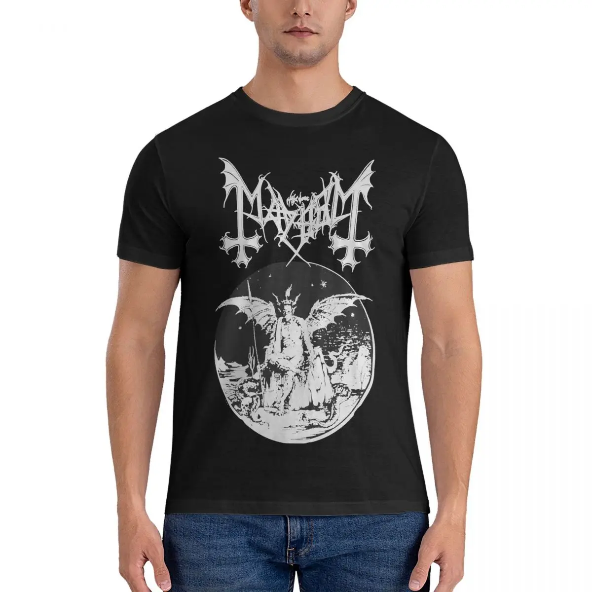 Norway Band - Original Fanart - Daemon Album Cover T-Shirts Men Mayhem Humor Cotton Tees Round Neck Short Sleeve T Shirts