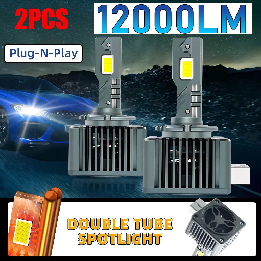 

2шт Turbo D1S Светодиодные лампы для фар D2S D4S D3S Светодиодные фары 6000K Белый 12000LM 120W Автомобильные фары Сменные лампы D8S LED
