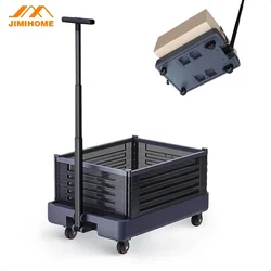 JIMIHOME Folding Handcart Material Handling Cart Universal Wheel Multifunctional Handcart Household Transportation Tools