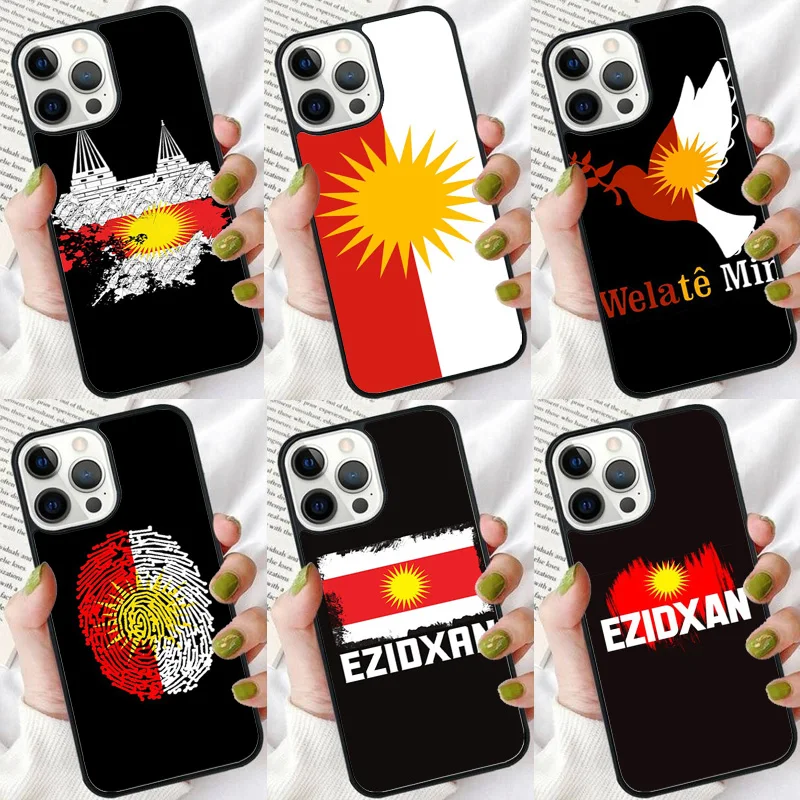 Yazidi Flag Ezidxan Passport Flag Map Phone Case For iPhone 16 15 14 plus XR XS 11 12 13 Pro max Shell Cover coque