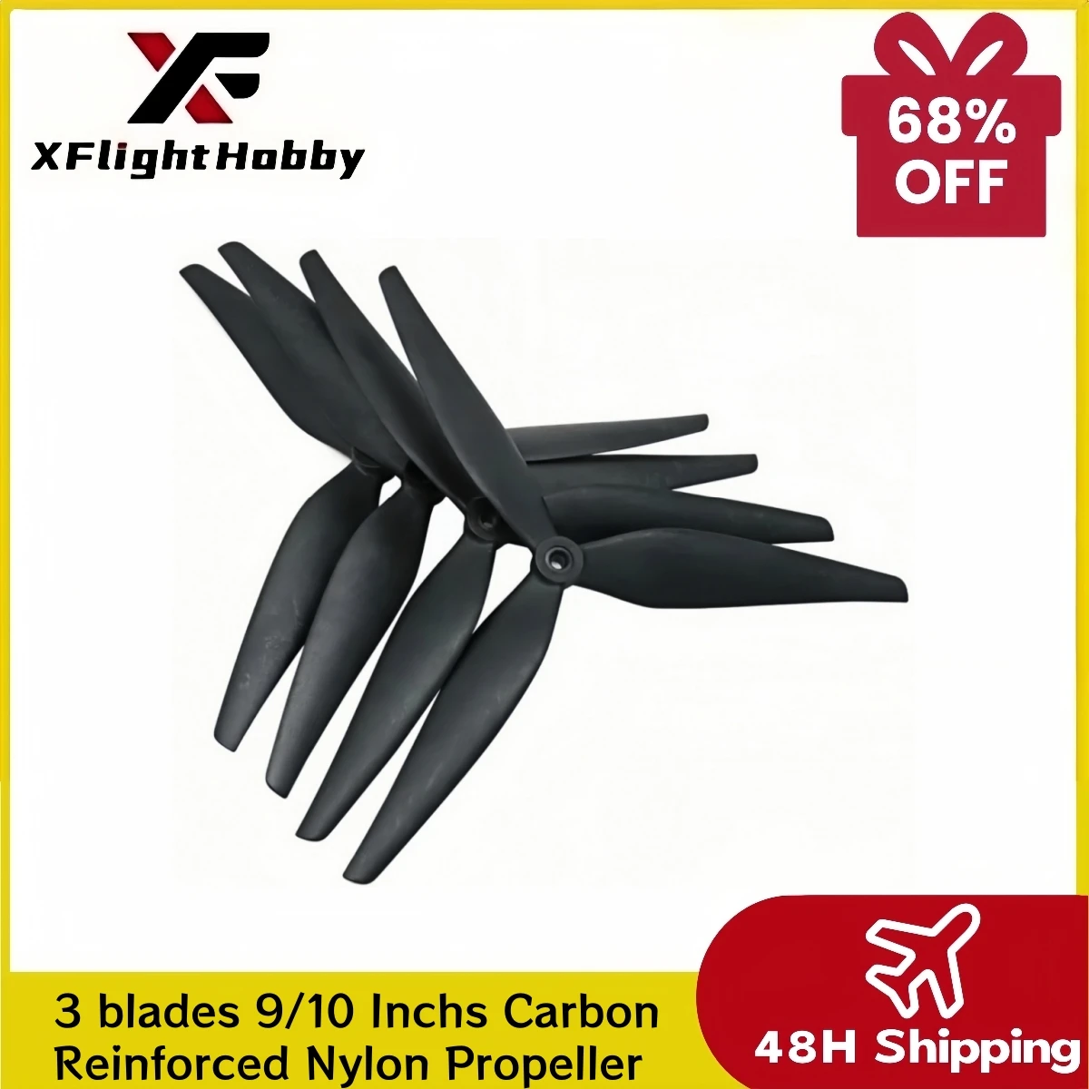

XFlight Hobby 2pair 10X5X3 9X5X3 1050 9050 10 inch 9 inch 3 Blades Black Carbon Reinforced Nylon Propeller for Rc FPV Drone