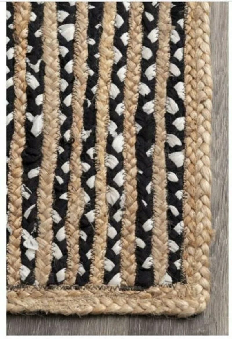 Rug 100% Jute Cotton Reversible Rustic Look Braided Style Area Runner Rug Carpet