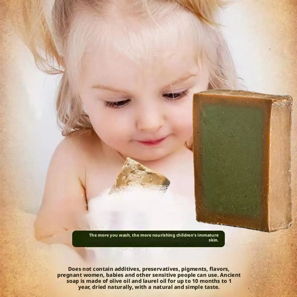 100g Sapone viso all'oliva Shampoo da bagno Olio essenziale Antico naturale e sapone Sapone all'olio d'oliva Lusso fatto a mano Alloro D4B1