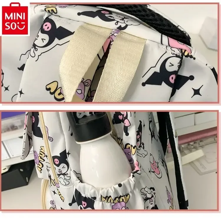 MINISO 2024 New Cartoon Kuromi Large Capacity Backpack for Students, Lightweight and Load Reducing Storage Bag