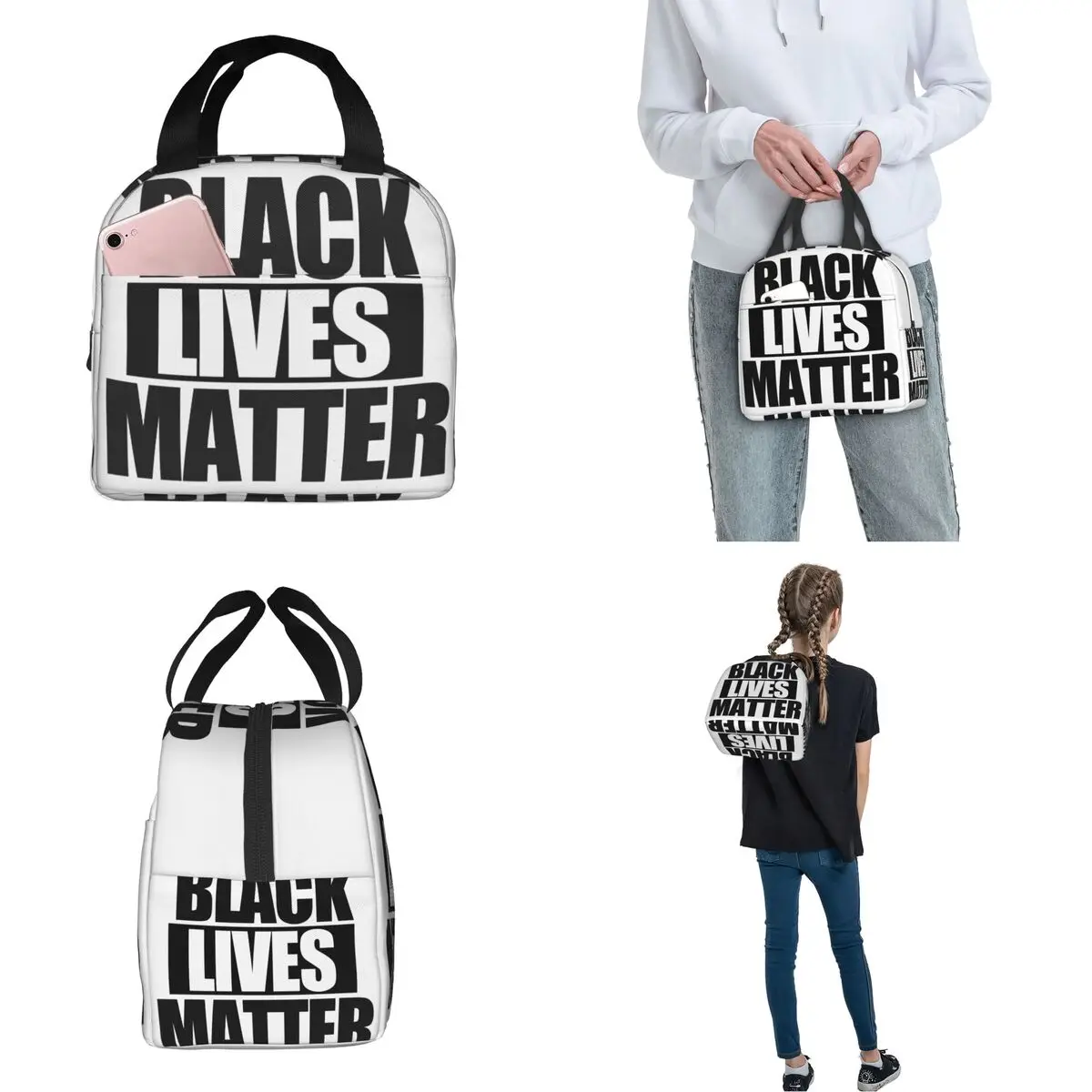 Saco de almoço à prova de vazamento justiça para george floyd equal racismo racista reutilizável saco térmico tote lancheira trabalho piquenique bento bolsa