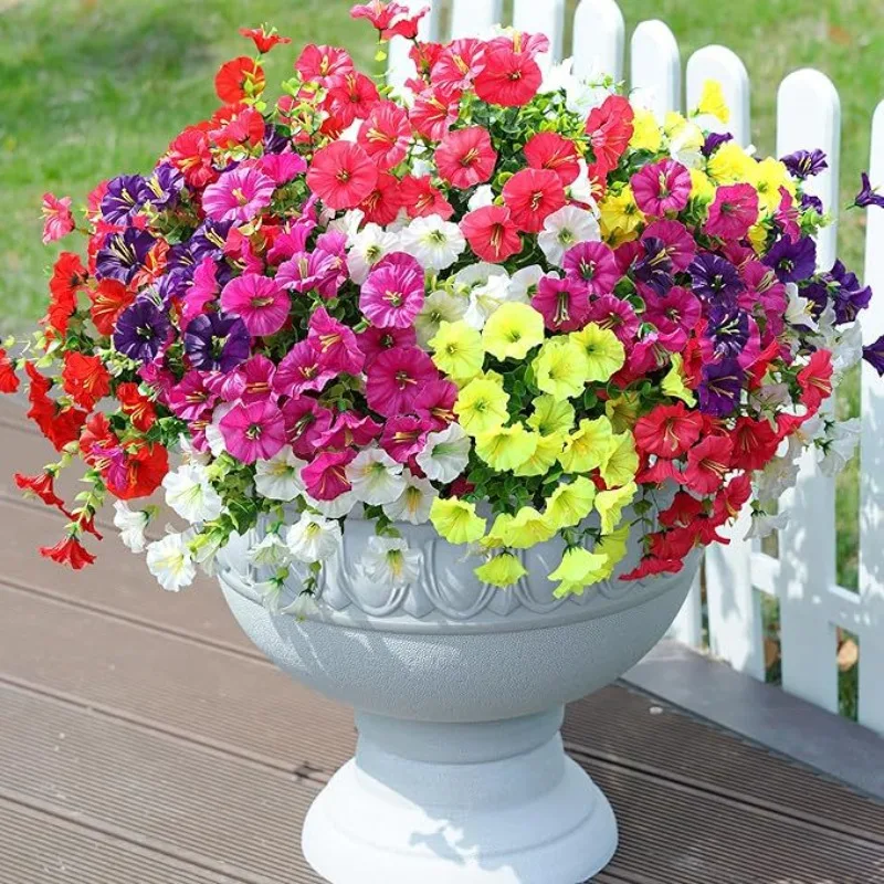 

Artificial flower eucalyptus bouquet morning glory trumpet flower home indoor outdoor garden wedding decoration