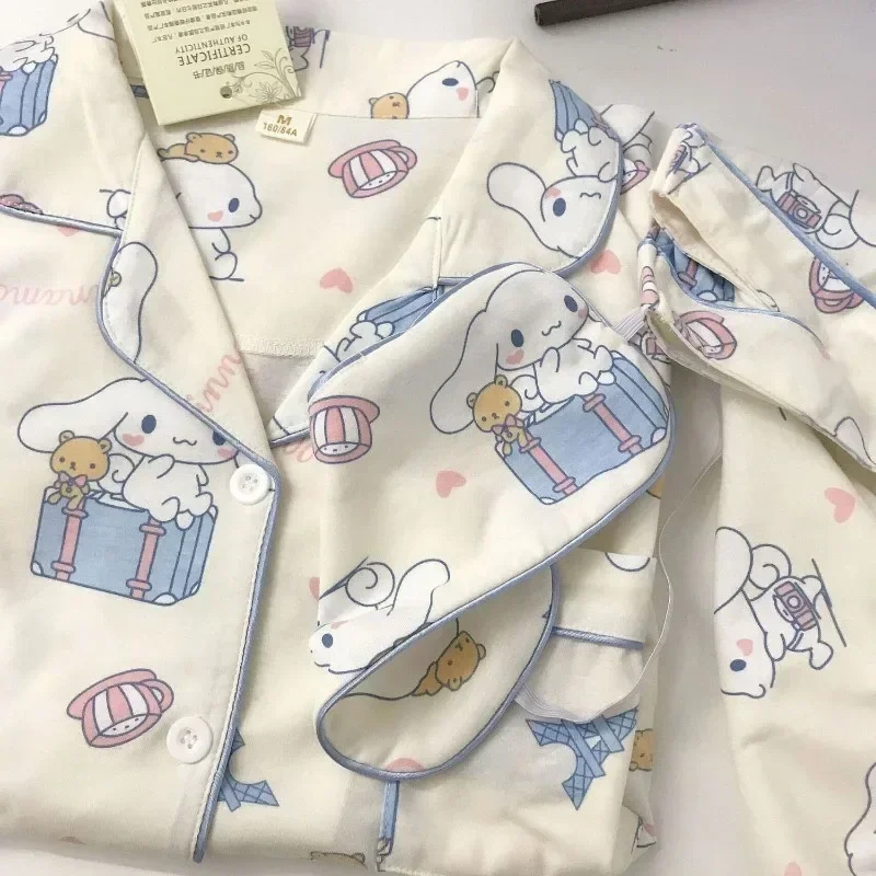 New Kawaii Cinnamoroll Cartoon Pajamas for Women Spring and Autumn Long-sleeved Trousers Home Wear Student Suit Holiday Gift