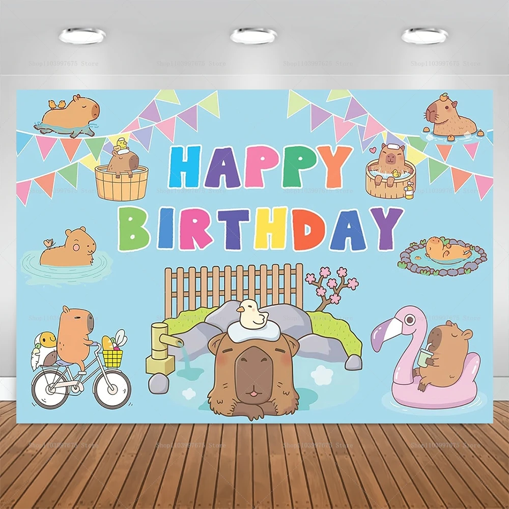 Cute Capybara Theme Backdrop Children\'s Birthday Party Decoration Supplies Photography Background Baby Shower Photo Booth Props