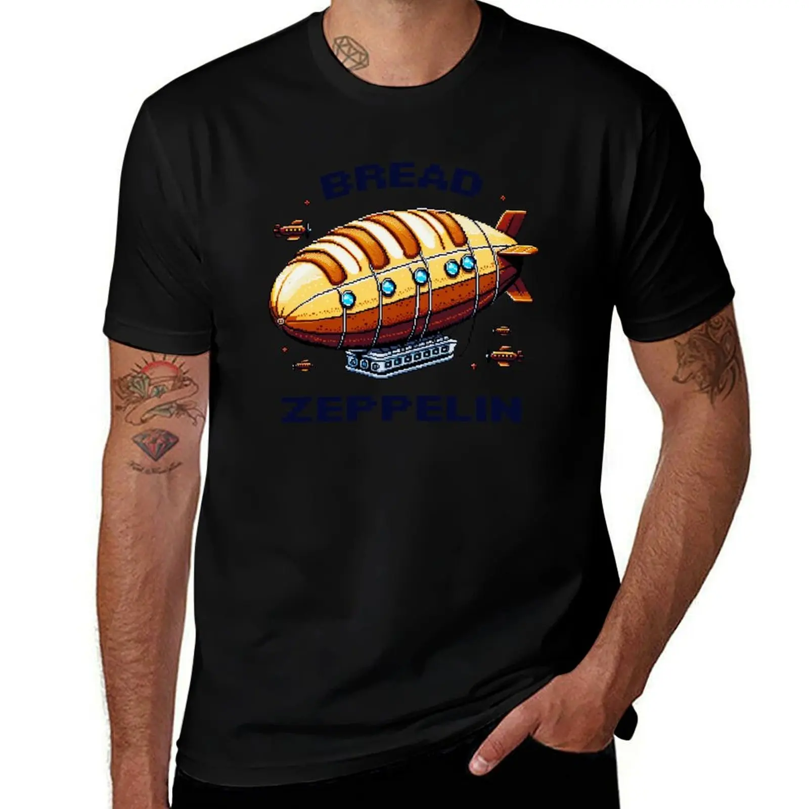 Bread Zeppelin: Retro 8-Bit Airship Art T-Shirt Plus Size All Match Tee Shirt T-Shirt